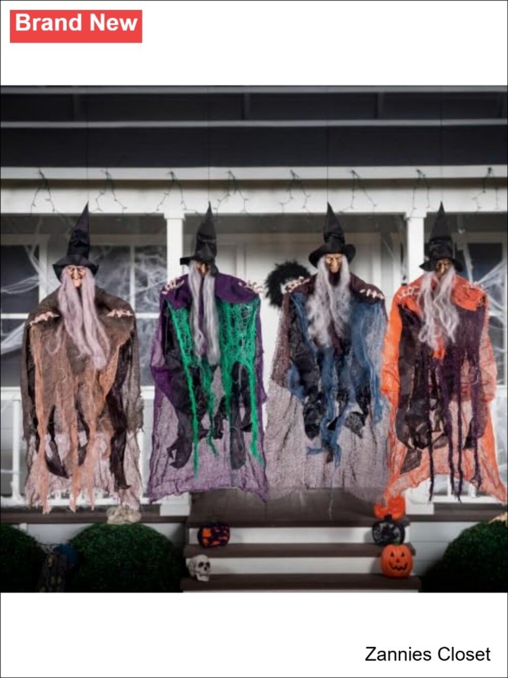 👻 JOYIN 4 Pcs Hanging Witch Halloween Decorations Outdoor Indoor Flying - Picture 6 of 6